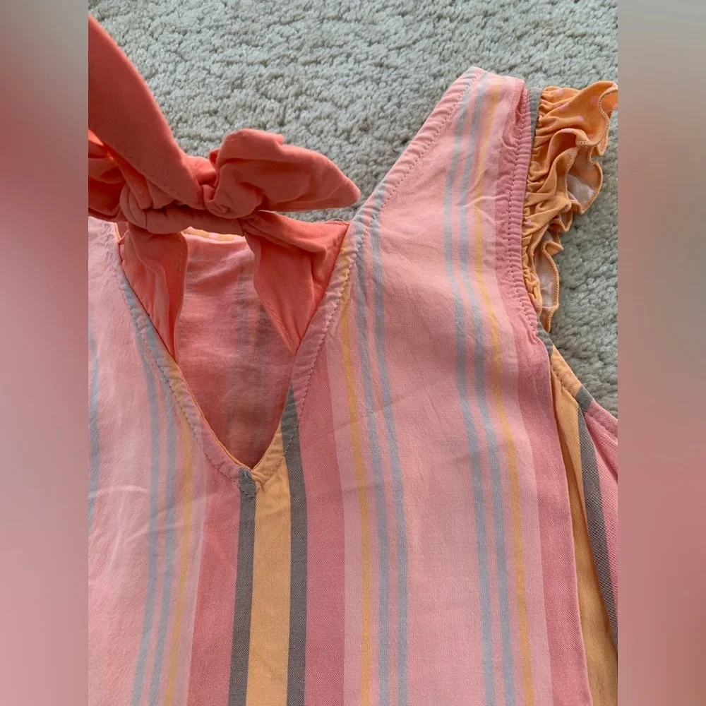 Matilda Jane Size 6 Orange Creamsicle Dream Chasers Tiered Striped Rayon Dress